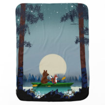 Bär und Fox, die auf einem wilden Waldfluß