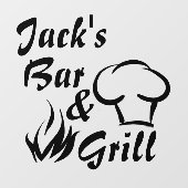Bar und Grill - kundenspezifisches Geschäft Fensteraufkleber (Blatt)