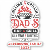 Bar- und Grilldesign von Papa 2 Aufkleber (Vorderseite)