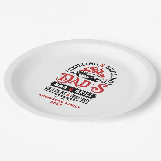 Bar- und Grilldesign von Papa 2 Pappteller (Schrägansicht)