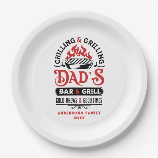 Bar- und Grilldesign von Papa 2 Pappteller (Vorderseite)
