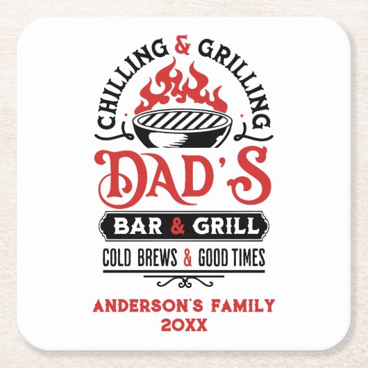 Bar- und Grilldesign von Papa 2 Rechteckiger Pappuntersetzer (Vorderseite)