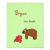 Bär und Himbeere Fotodruck (Vorne)