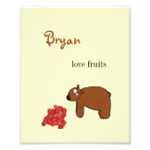 Bär und Himbeere Fotodruck (Vorne)