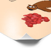 Bär und Himbeere Fotodruck (Ecke)