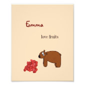 Bär und Himbeere Fotodruck (Vorne)