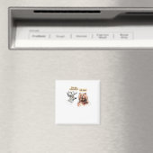 Bär und Hirsch Gespräch Lustiges Wildtier-Design Magnet (In Situ (Geschirrspüler))