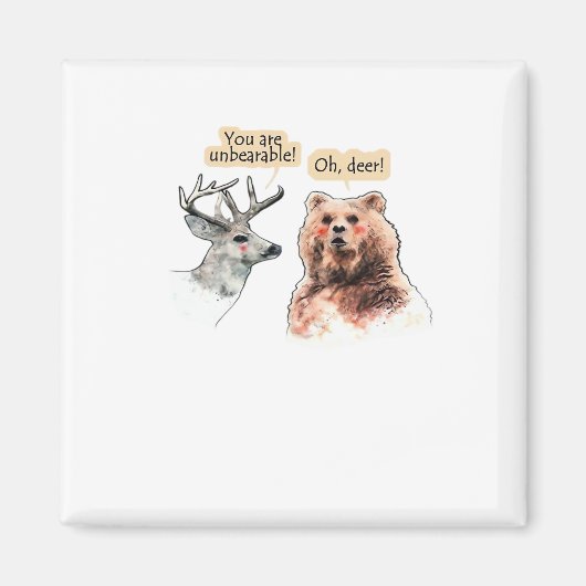 Bär und Hirsch Gespräch Lustiges Wildtier-Design Magnet (Vorne)