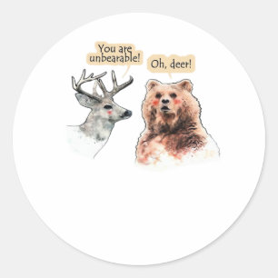 Bär und Hirsch Gespräch Lustiges Wildtier-Design  Runder Aufkleber