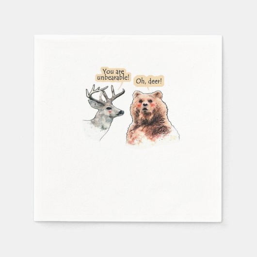 Bär und Hirsch Gespräch Lustiges Wildtier-Design Serviette (Vorderseite)
