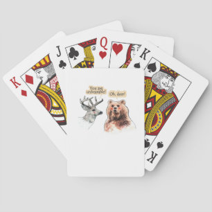 Bär und Hirsch Gespräch Lustiges Wildtier-Design  Spielkarten