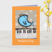 Bär und Klavier, Geburtstags-Grußkarte Karte (Gelbe Blume)