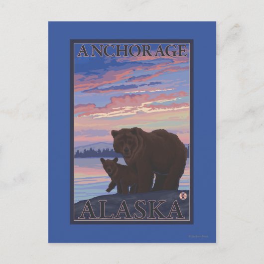Bär und Krug - Ankerplatz, Alaska Postkarte (Vorderseite)