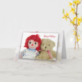 Bär und Puppe zum Geburtstag Karte (Gelbe Blume)