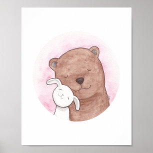 Bär und sonnige Liebe Holz Art Pastor Poster
