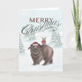 Bär und sonnige Weihnachtskarte Feiertagskarte
