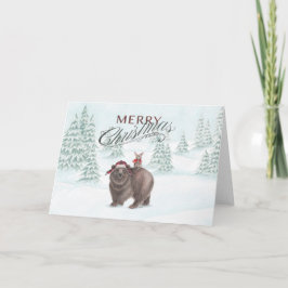 Bär und sonnige Weihnachtskarte Horizontal Feiertagskarte