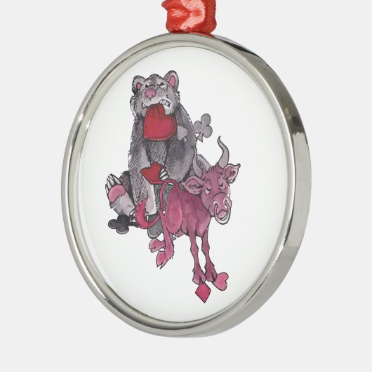 Bär und Stier Silbernes Ornament (Links)