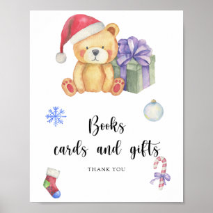 Bär und Weihnachtsgeschenk - Bücher Karten und Ges Poster