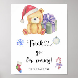 Bär und Weihnachtsgeschenk \ Danke fürs Kommen Pos Poster