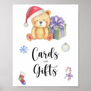 Bär und Weihnachtsgeschenk - Karten und Geschenke Poster