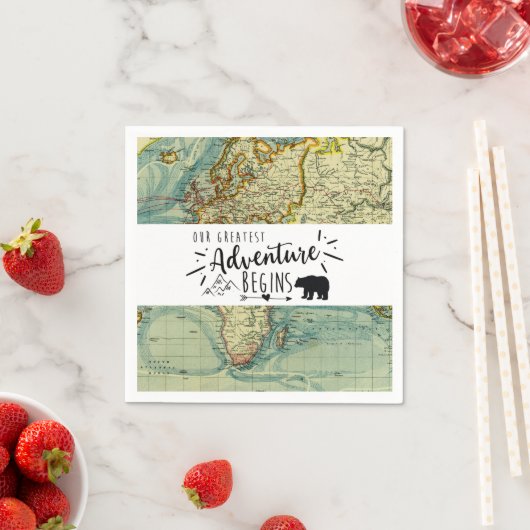 Bär Unser Bester Adventure Black and White Pfeil Serviette (Beispiel)