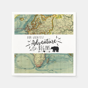 Bär Unser Bester Adventure Black and White Pfeil Serviette