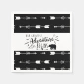 Bär Unser Bester Adventure Black and White Pfeil Serviette (Vorderseite)