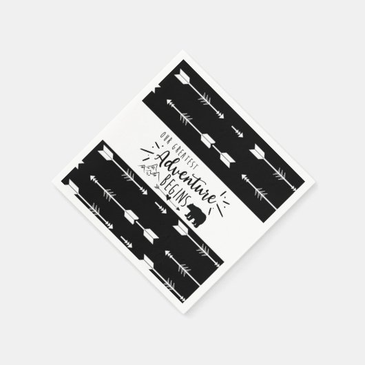 Bär Unser Bester Adventure Black and White Pfeil Serviette (Ecke)