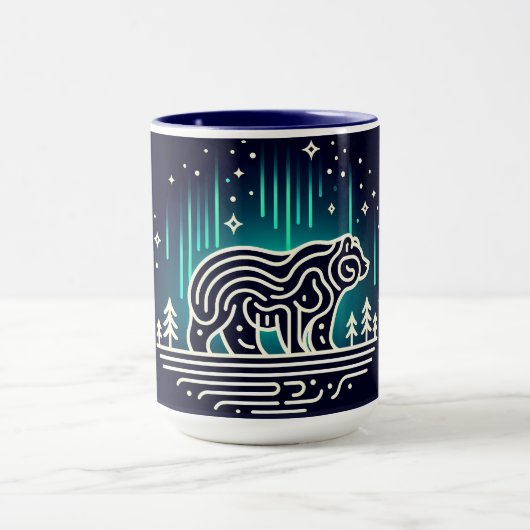 Bär unter Aurora-Lichtern Tasse (Zentrum)