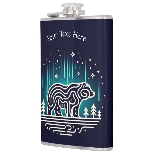 Bär unter Aurora Lights Flachmann (Links)