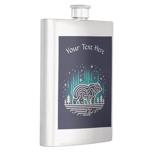 Bär unter Aurora Lights Flachmann (Rechts)