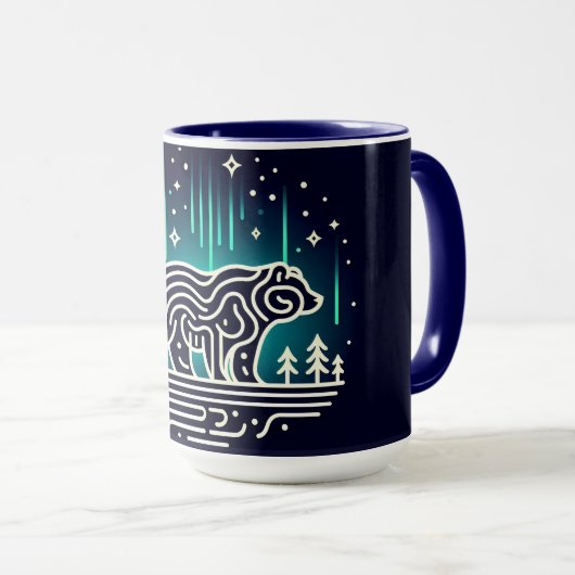 Bär unter Aurora Lights Tasse (VorderseiteRechts)