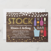 Bar Verlobung Holz und Gold Einladung (Vorderseite)