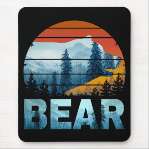 BÄR VINTAGE NATUR WILD WALD SONNENUNTERGANG MOUSEPAD
