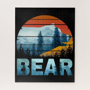 BÄR VINTAGE NATUR WILD WALD SONNENUNTERGANG PUZZLE