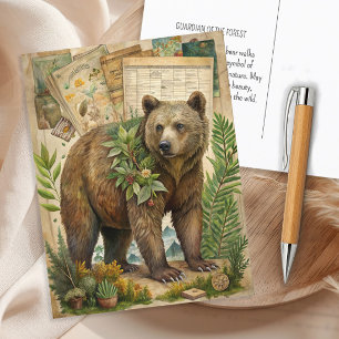 Bär Vintage Rustikale Wald Natur Wildtiere Postkarte