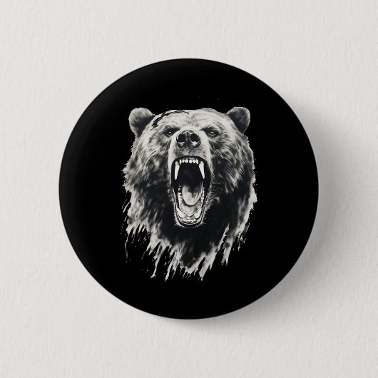 Bär Vintage Wütender Grizzlybär Wandern Camping Ca Button (Vorderseite)