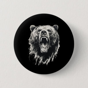 Bär Vintage wütender Grizzlybär Wandern Camping Ca Button