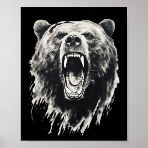 Bär Vintage wütender Grizzlybär Wandern Camping Ca Poster