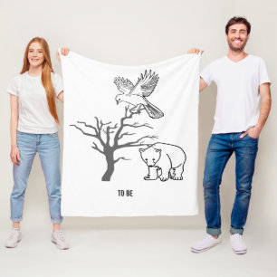 Bär, Vogel und kahler Baum in der Naturszene Fleecedecke
