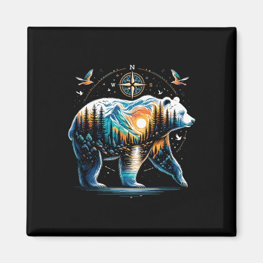 Bär Wandern Grizzly Bär Camping Camper Magnet (Vorne)
