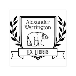 Bär Wappen Ribbon Ex Libris Bibliotheksname Permastempel