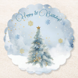 Bär Weihnachten Eins Erster Geburtstag Winter Untersetzer
