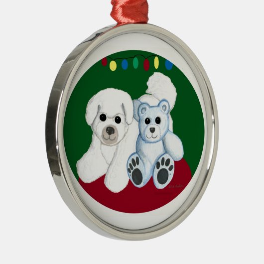 Bär Weihnachtsverzierung Bichon Hund n Ornament Aus Metall (Rechts)