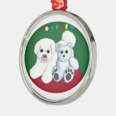 Bär Weihnachtsverzierung Bichon Hund n Ornament Aus Metall (Links)