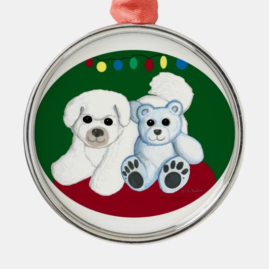 Bär Weihnachtsverzierung Bichon Hund n Ornament Aus Metall (Vorne)