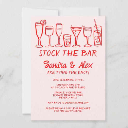 Bar Whimsical Cocktail Drinks Verlobung lagern Einladung (Vorderseite)