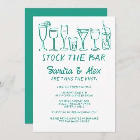 Bar Whimsical Cocktail Drinks Verlobung lagern Einladung (Vorne/Hinten)
