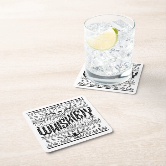 Bar: Whiskey / Whisky Rechteckiger Pappuntersetzer (Vor Ort)